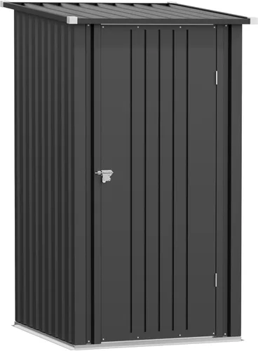 Greesum Cobertizo de almacenamiento para exteriores de 3 x 3 pies, cobertizo de metal con cerradura para patio trasero, piscina, patio y Negro