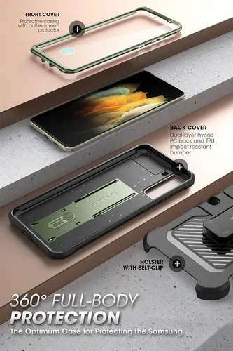 Miniatura 5 de SUPCASE Funda para Samsung Galaxy S21 FE con soporte y clip para el cinturón (Unicorn Beetle Pro), [protector de pantalla integrado]