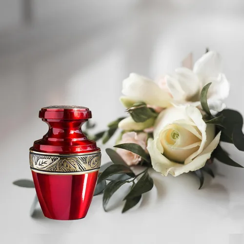 Miniatura 5 de Trupoint Memorials Urnas Pequeñas para Cenizas Humanas de Recuerdo, Mini Urna de Cremación Decorativa para Hombres y Mujeres Adultos, Pequeña Rojo