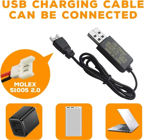 Miniatura 6 de 2 unids 3.7 V 1000 mAh batería de litio y 2 unids cargador USB para SYMA Q9 H126 H131 H118 RH701 Control remoto juguete de alta velocidad barco