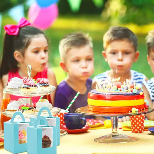 Miniatura 2 de Cajas para magdalenas, 30 cajas individuales para cupcakes, recipientes individuales para magdalenas, soportes para cupcakes, contenedores de Azul