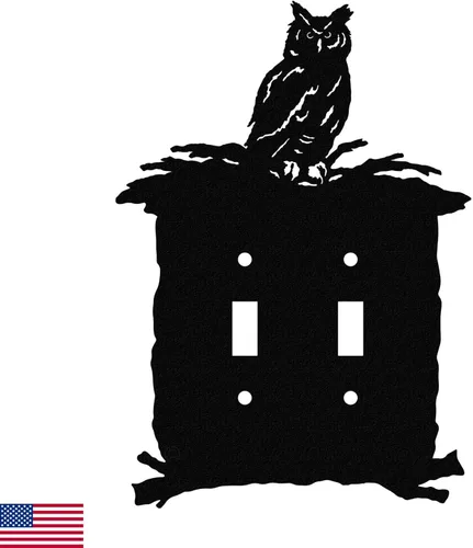 Miniatura 7 de Owl in Woods - Placa de pared (doble basculante (GFCI), color negro