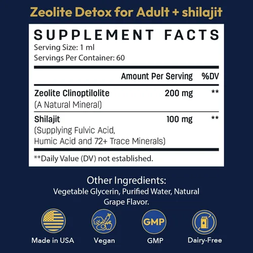 Miniatura 2 de Gotas de Desintoxicación de Zeolita Rhytherolixian – Mineral Shilajit con Ácido Fúlvico y Húmico Limpieza de Hígado e Intestino Suplemento