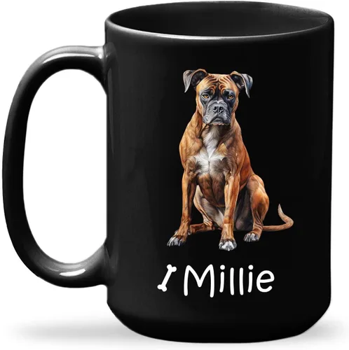 Miniatura 26 de Taza de viaje negra personalizada con nombre a elegir de 11 onzas, 15 onzas, taza de cerámica personalizada para perros Chihuahua, regalo