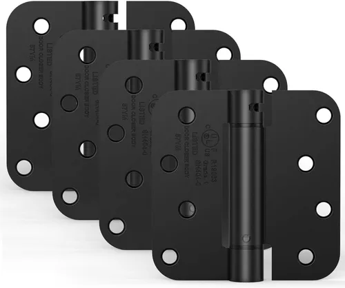 Miniatura 12 de Paquete de 2 bisagras de puerta de cierre automático, bisagras de puerta con resorte de 3.5 pulgadas, tensión ajustable con esquinas de radio de 5/8