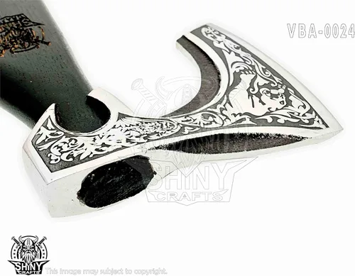 Miniatura 6 de Hacha de camping Tomahawk Hacha barbuda vikinga hecha a mano con mango de madera de fresno, regalos vikingos para hombres con funda de cuero