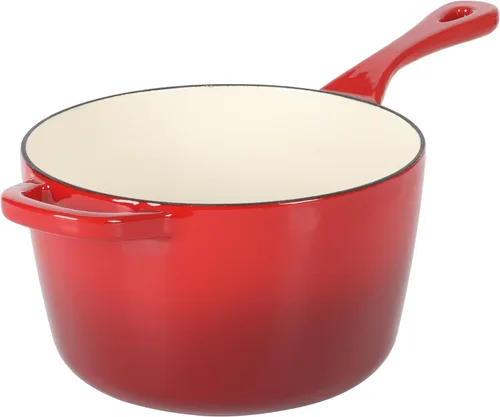 Miniatura 4 de Crock-Pot Cacerola de Hierro Fundido Esmaltado Europeo de 3 Cuartos con Tapa – Rojo Degradado, Utensilios de Cocina Duraderos Aptos para Horno