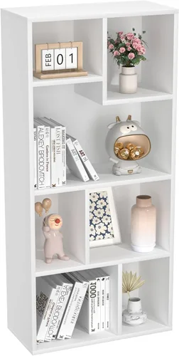 Miniatura 38 de VECELO Estantería para niños, 2 en 1 con estantes y 3 cubos de diferentes tamaños, organizador de madera para almacenamiento de juguetes para Blanco