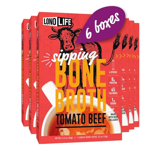 Miniatura 8 de LonoLife Palitos de caldo de hueso de res con sabor a tomate: 0.35 oz de proteína, apto para dieta cetogénica, 10 porciones portátiles
