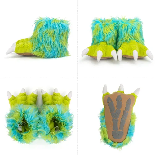 Miniatura 4 de Enifine Pantuflas peludas de animales para niños y adultos, con suela de gamuza antideslizante, divertido disfraz de Halloween, cosplay, pantuflas