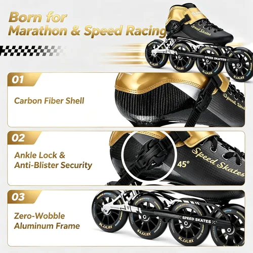 Miniatura 4 de Patines de velocidad en línea para hombres y mujeres, patines en línea profesionales de fibra de carbono para adultos masculinos, patines