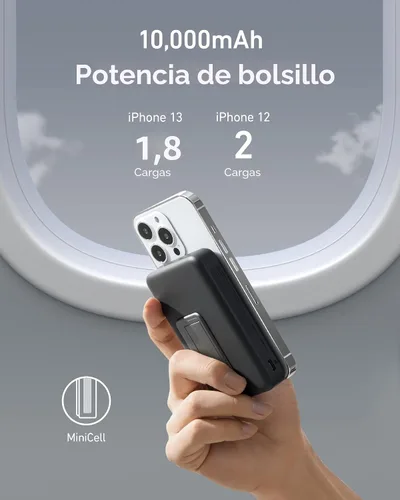 Miniatura 4 de ANKER Batería magnética 633, cargador portátil inalámbrico plegable de 10,000 mAh, cargador portátil inalámbrico de 20 W USB-C con soporte, Negro