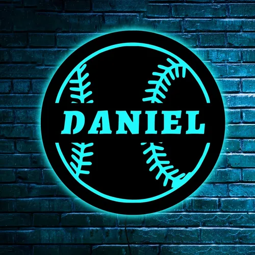 Miniatura 5 de Letrero de béisbol personalizado, nombre de jugador de béisbol personalizado, luz LED de béisbol, letrero de pelota de béisbol personalizado