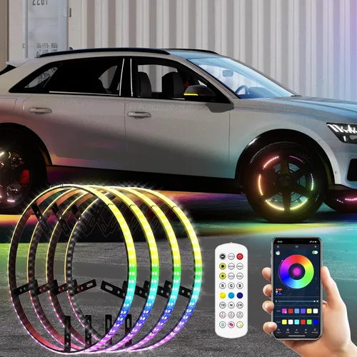 Miniatura 12 de Luces de rueda SUNPIE para camiones, luces de anillo de rueda de color de ensueño para coches con amplio ángulo para SUV con llanta de 17 pulgadas