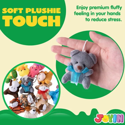 Miniatura 5 de JOYIN Paquete de 12 mini juguetes de peluche de animales al azar (12 unidades de 3 pulgadas cada uno), animales de peluche a granel para niños