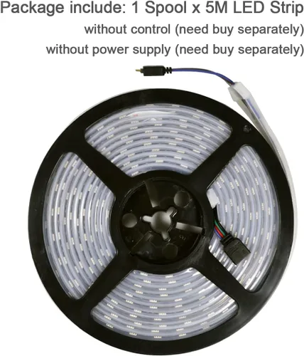 Miniatura 6 de Tira de luz LED súper brillante de 12 V, doble fila 600 LED, manga impermeable IP67, sin fuente de alimentación (conmutación de 7 colores RGB)
