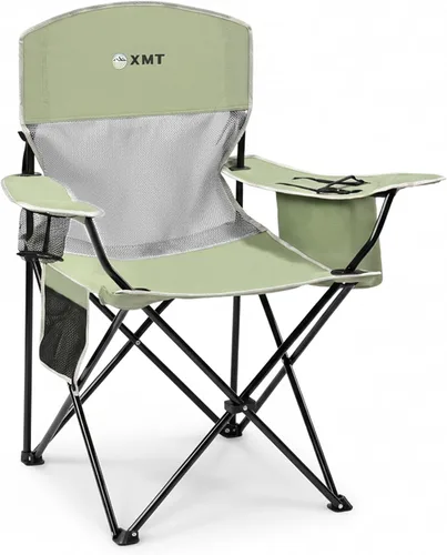 Silla plegable portátil para exteriores con portavasos y bolsa enfriadora, malla transpirable, reposabrazos anchos, diseño ergonómico para 03-rojo