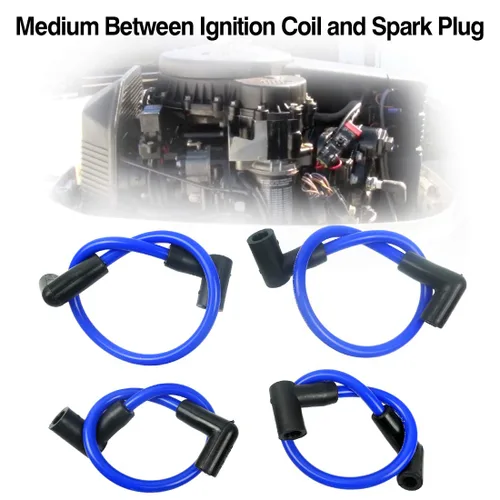 Miniatura 4 de Juego de 4 cables de bujía marina, se adapta a Johnson Evinrude 90 115 HP, motores fuera de borda OE repuesto 18-8839 9-28092, juego de cables