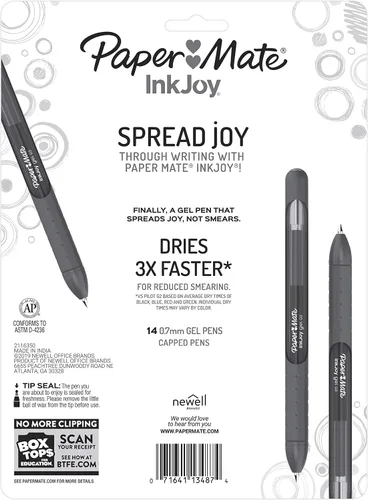 Miniatura 6 de Paper Mate InkJoy - Bolígrafos de gel, punta media (0.7 mm), 12 unidades, color azul oscuro (2023006)