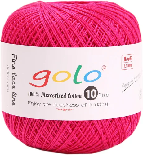 Miniatura 50 de Golo - Bolas de hilo para crochet de algodón tamaño 10, color algodón para crochet D-Fresa D078-fresa