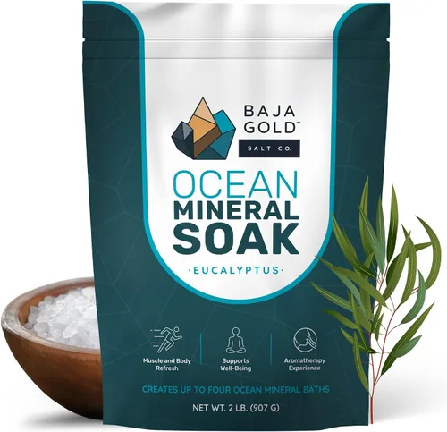 Baja Gold Ocean Mineral Soak – Remojo de baño de magnesio natural y oligoelementos | Remojo relajante y limpio de ingredientes para baño, músculos,