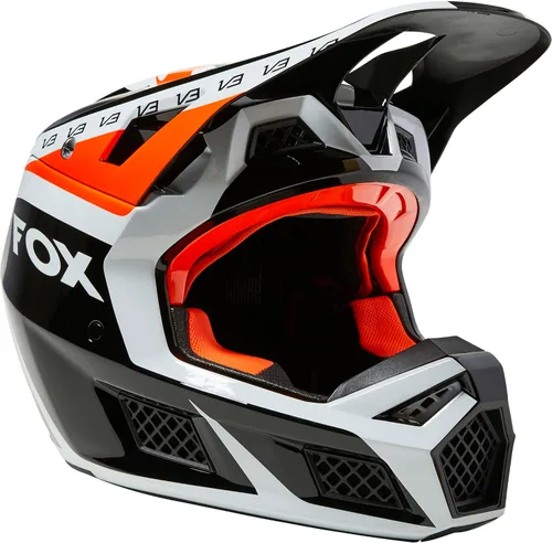 Miniatura 11 de Fox Racing Casco Unisex V3 RS para Motocross y Bicicleta de Tierra, Negro/Blanco/Naranja, Pequeño