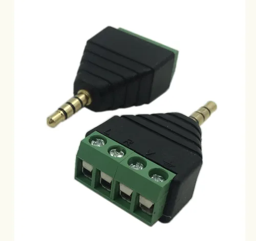 Miniatura 2 de Cerrxian 0.138 in 4 polos estéreo TRRS Audio Video macho a 4 terminales de tornillo hembra reemplazo de auriculares sin soldadura Balum convertidor