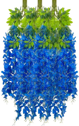 Miniatura 61 de Paquete de 12 guirnaldas de flores colgantes de glicina blanca, enredaderas de flores artificiales de 3.77 pies, glicinia falsa, guirnalda colgante