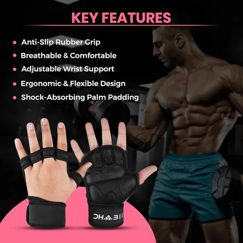 Miniatura 5 de Guantes de levantamiento de pesas compatibles con relojes inteligentes, guantes de entrenamiento ventilados con muñequeras para hombres y mujeres
