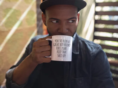 Miniatura 5 de 1 Año Aniversario Novio Taza Regalo divertido para Bf Él 1er Fechado Primer año Relación Pareja Juntos Café Té Taza