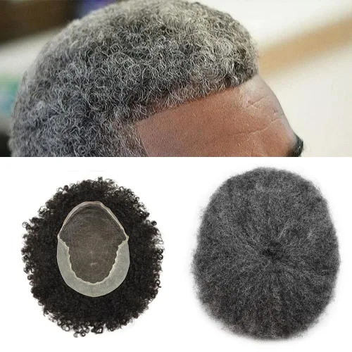 Miniatura 8 de LYRICAL HAIR Afro Kinky Curly Toupee – Cabello humano brasileño para hombre Toupee HD encaje frontal – Afro Americano Hombres Afro Ondulado Sistema