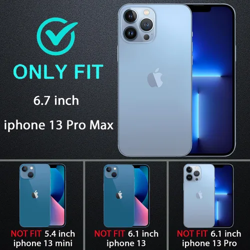 Miniatura 2 de YKHJKLEC Funda para iPhone 13 Pro Max, Grado Militar 3 en 1 Resistente Funda A Prueba de Golpes/Caídas/Polvo con 2 Protectores de Pantalla de Vidrio