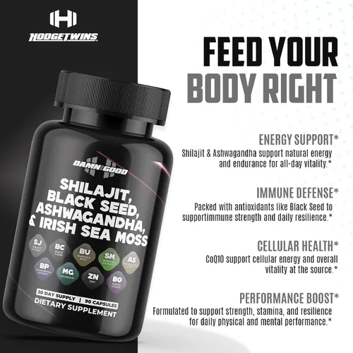 Miniatura 2 de DAMN GOOD The Hodge Twins Cápsulas orgánicas Shilajit de máxima vitalidad – Refuerzo diario de energía y resistencia para hombres – Enfoque y fuerza