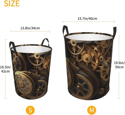 Miniatura 5 de Cool Steampunk Gears print Circular Hamper Waterproof Storage Bin Organizer Basket Laundry Hamper With Handles For Clothes Toys Small