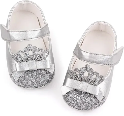 Meckior Zapatos deportivos para bebé y niñas, suela suave, con lazo, princesa, vestido de boda, Mary Jane, planos, para recién nacidos, ligeros,