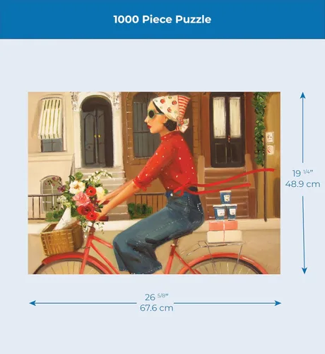 Miniatura 4 de New York Puzzle Company - Janet Hill Brownstones - Rompecabezas de 1000 piezas para noches de juego familiares por Janet Hill