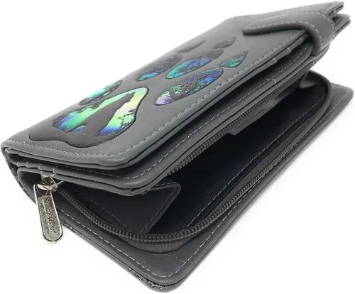 Miniatura 3 de Shag Wear Wolf Paw - Cartera grande de animales para mujeres y adolescentes, piel sintética vegana de 7 pulgadas, color gris oscuro, Gris, Moderno