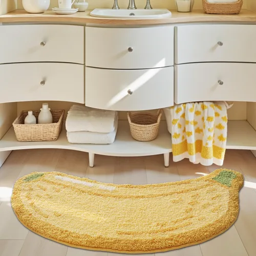 Miniatura 5 de LUMI Lindas alfombras de baño, divertidas alfombras de pasillo de frutas, alfombra de baño suave y esponjosa, absorbente, antideslizante para baño