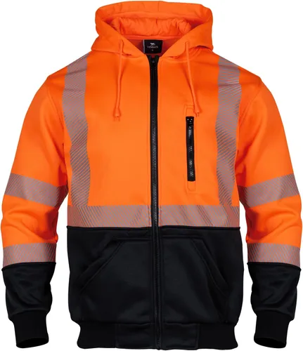 Miniatura 2 de VENDACE Sudadera de Forro Polar Reflectante de Alta Visibilidad ANSI Clase 3 para Hombres, Sudadera con Capucha de Alta Visibilidad con Cremallera