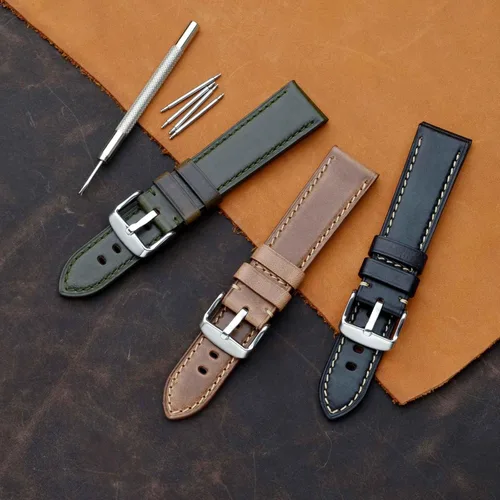 Miniatura 7 de BISONSTRAP Correa de reloj de cuero de 0.709 in, 0.748 in, 0.787 in, 0.827 in, 0.866 in, 0.906 in, 0.945 in, correas de reloj antiguas para hombres