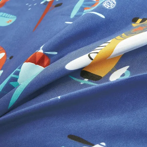Miniatura 7 de Juego de edredón con estampado de aviones azules para niños, niñas y adolescentes. Ropa de cama tamaño individual para habitación de niños. Incluye