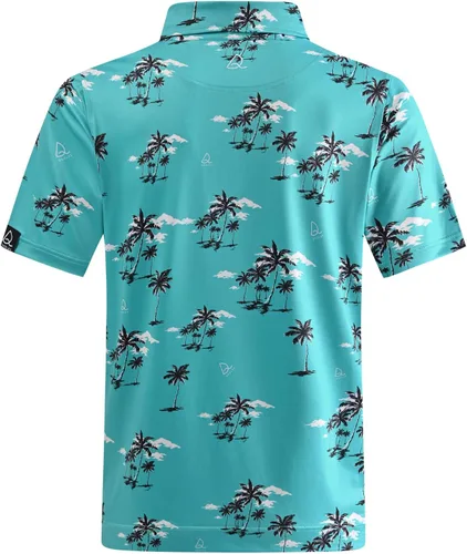 Miniatura 66 de DEOLAX Camisa de golf para hombre, con estampado de moda, atlética, de manga corta, clásica, casual, ajuste seco, suave, para hombres