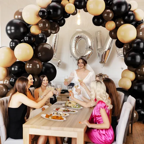 Miniatura 5 de Kit de guirnalda de arco de globos negros y marrones, 123 globos color nude, para cumpleaños, aniversario, Año Nuevo, baby shower, compromiso