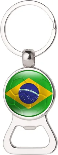Llavero de bandera brasileña, abrebotellas de cerveza con bandera de Brasil, llavero para papá, marido, cumpleaños, aniversario, regalo del día del