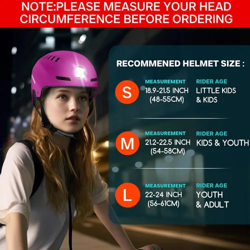 Miniatura 2 de DKONI Casco de bicicleta con luces LED, casco de bicicleta para viajeros, casco de ciclismo recargable por USB, casco de luz LED frontal y trasera