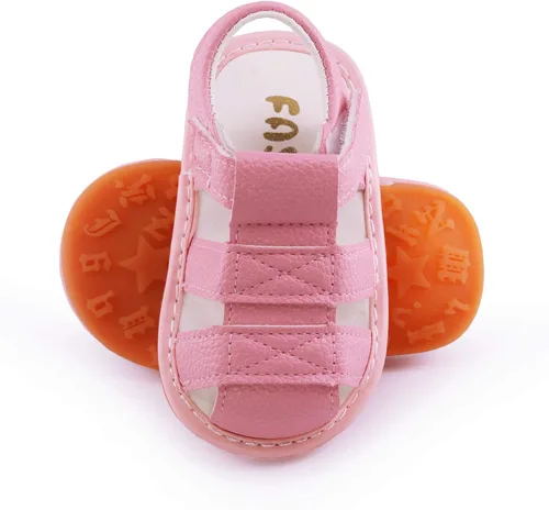 Miniatura 3 de WILLFUN Sandalias chirriantes de verano para bebé, niño, niña, suela de goma de primera calidad, puntera cerrada, antideslizantes, zapatos