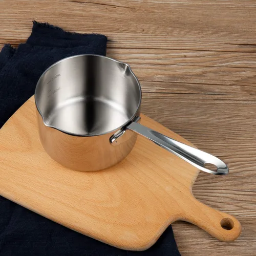 Miniatura 9 de IMEEA Mini calentador de mantequilla de 10 oz/10.1 fl oz, olla pequeña de acero inoxidable 18/10 con boquillas de vertido dobles para leche, café