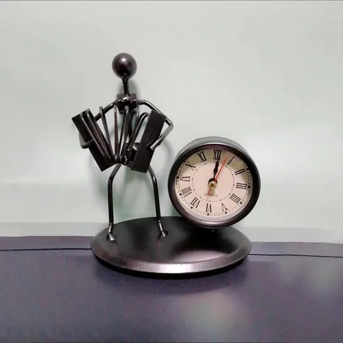 Miniatura 2 de Reloj despertador de instrumentos musicales, reloj creativo de escritorio pequeño de acero inoxidable, reloj de personalidad retro, artesanía