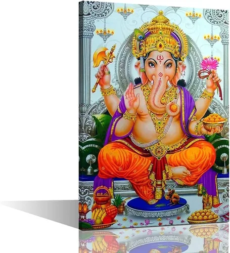 TUMOVO Lord Ganesha - Decoración de pared Ganapati de Deidad india, cuadros impresos en lienzo, pósteres de pintura hinduismo cultural hindú,