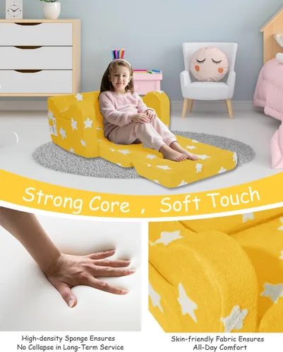 Miniatura 5 de KokoSelene Sofá para Niños Pequeños, Sofá para Niños Pequeños Plegable, Sofá Convertible 2 en 1 para Niños a Cama Tumbona para Niñas y Niños, Ideal
